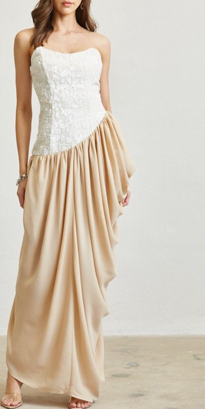 Nude /white tweed dress