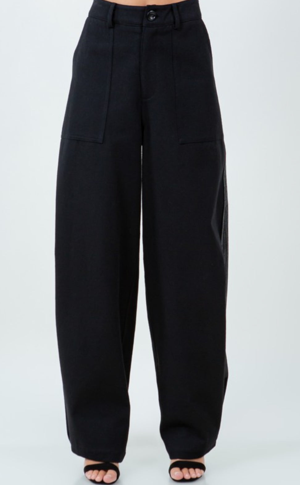 Black pant with white line