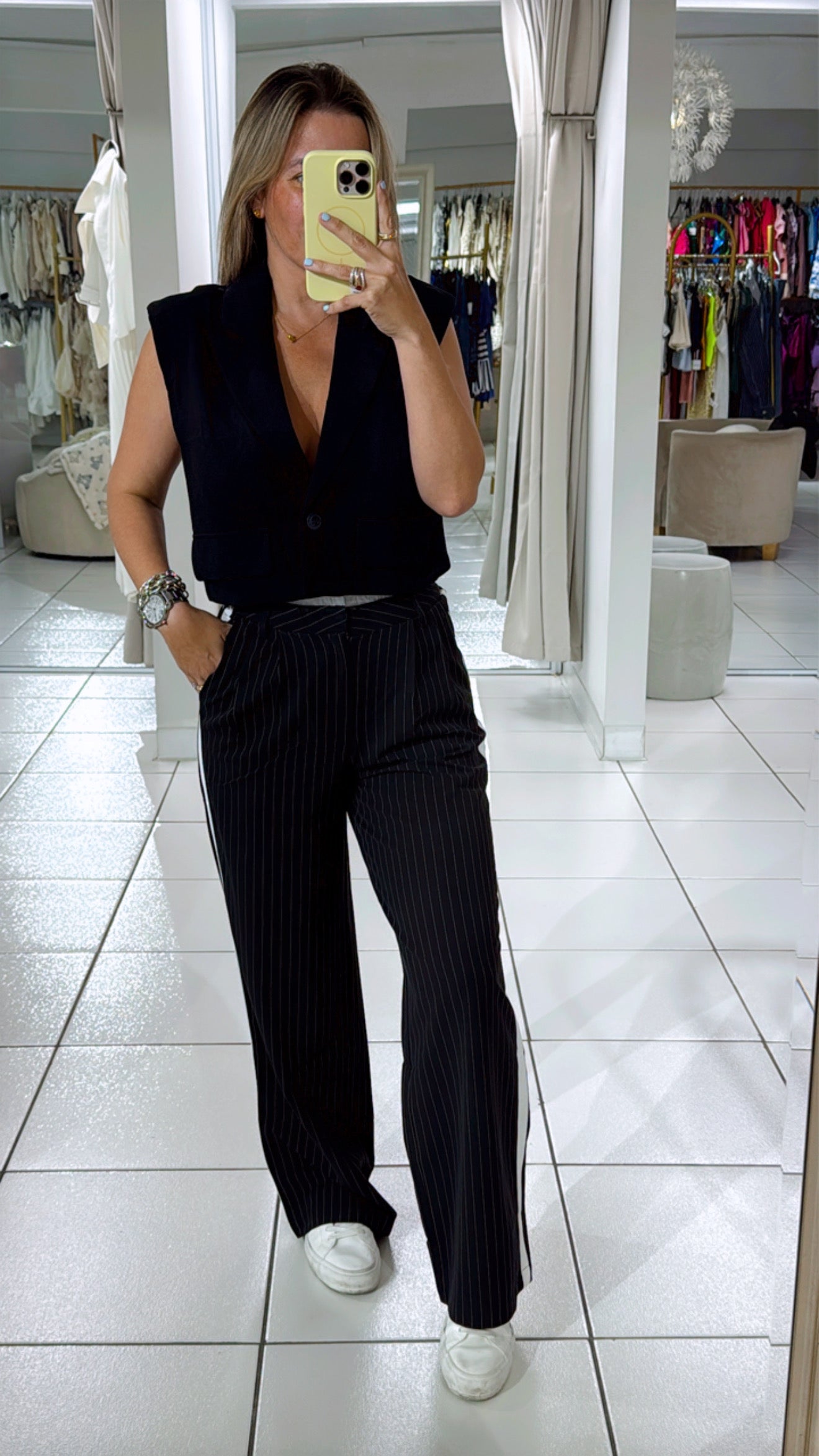 Stripe black pants