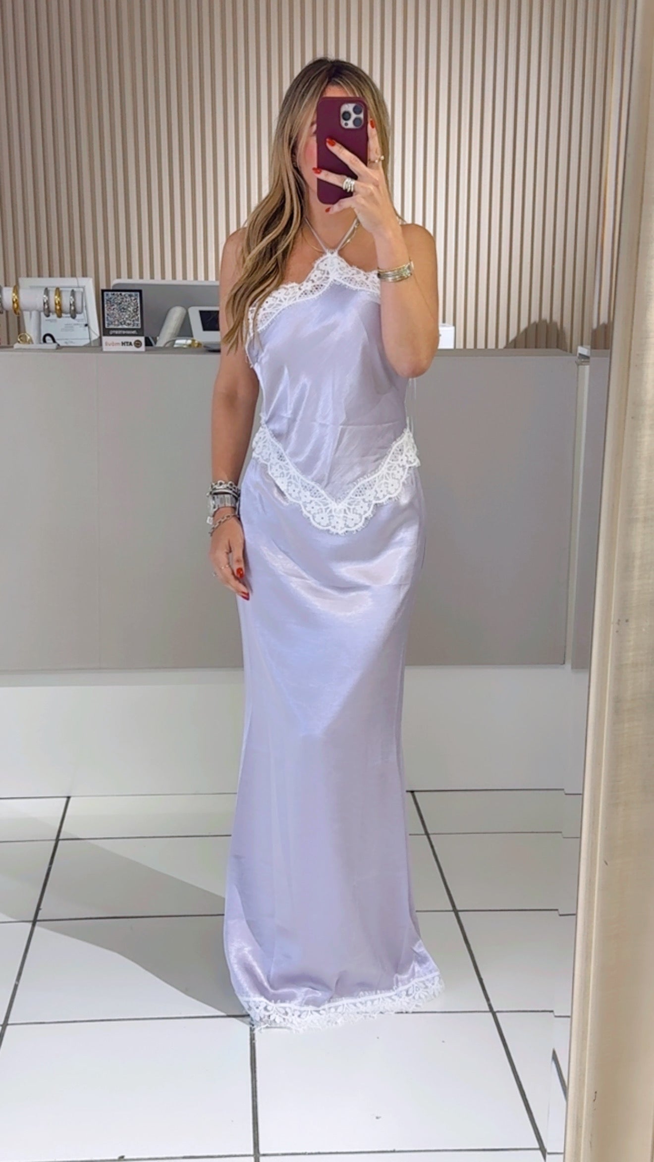 Bethzaida Satin Lilac Maxi Dress
