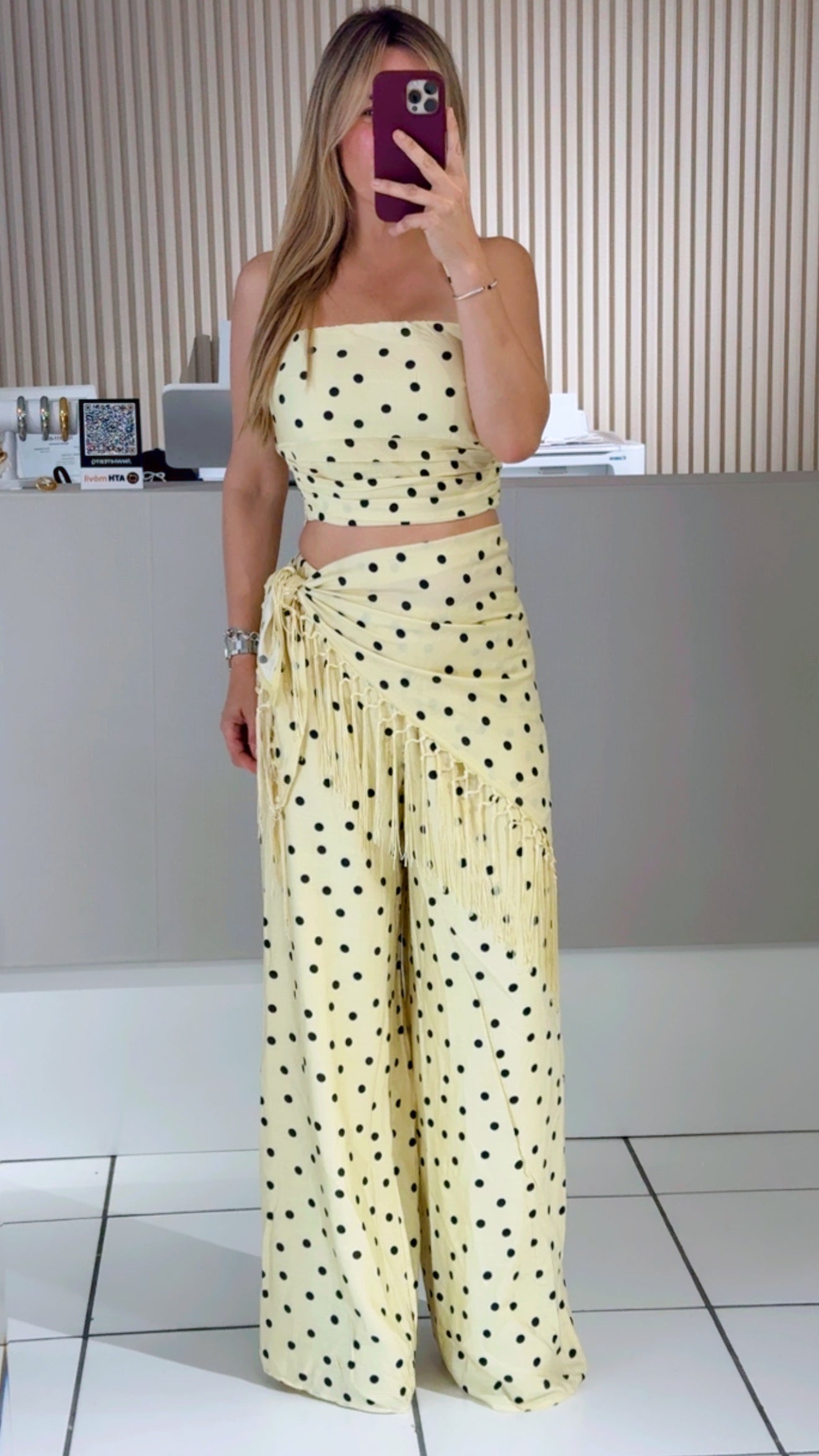 Yellow Polka Dot Three-Pieces Set