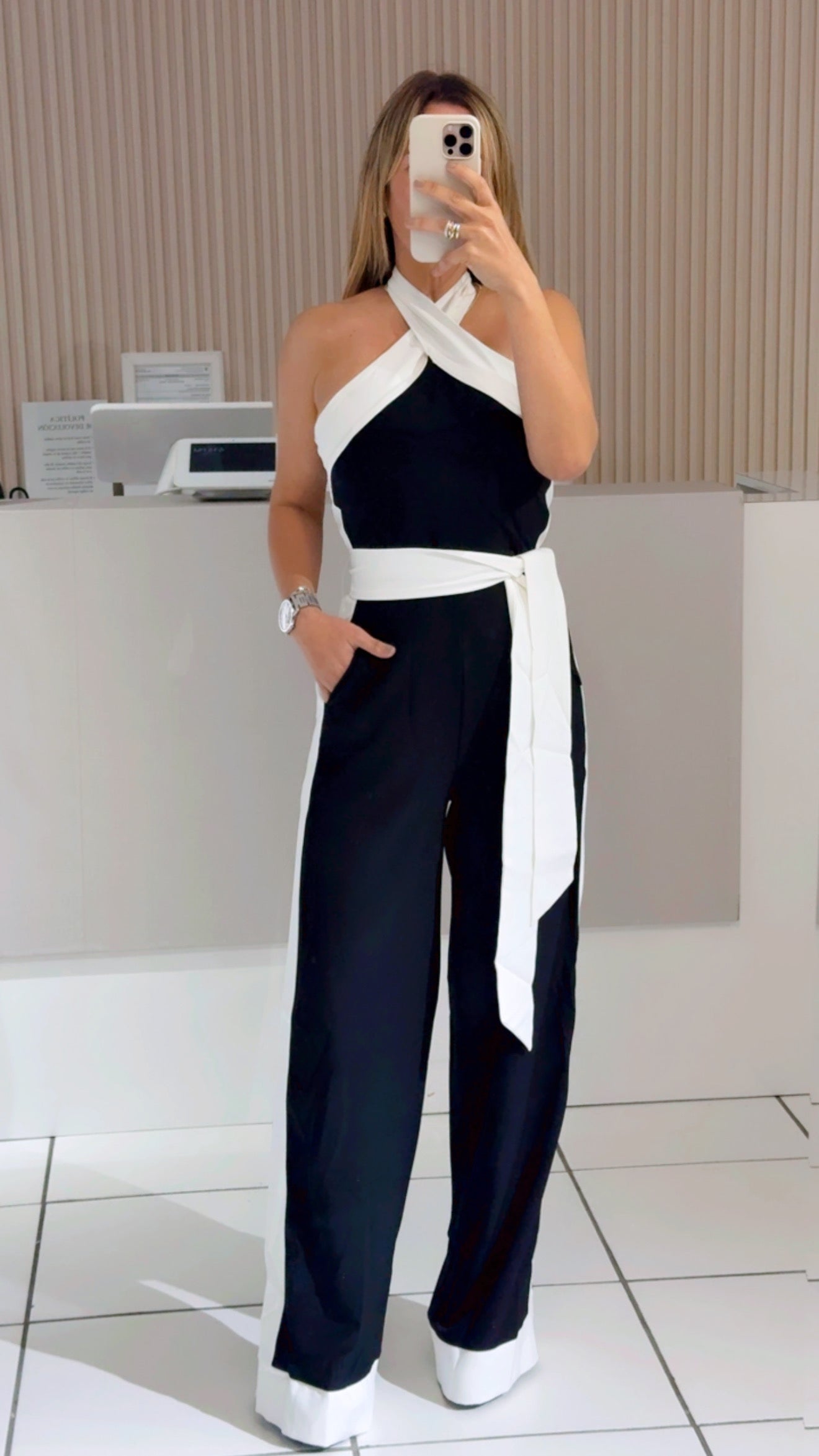 Sam black and white jumpsuit