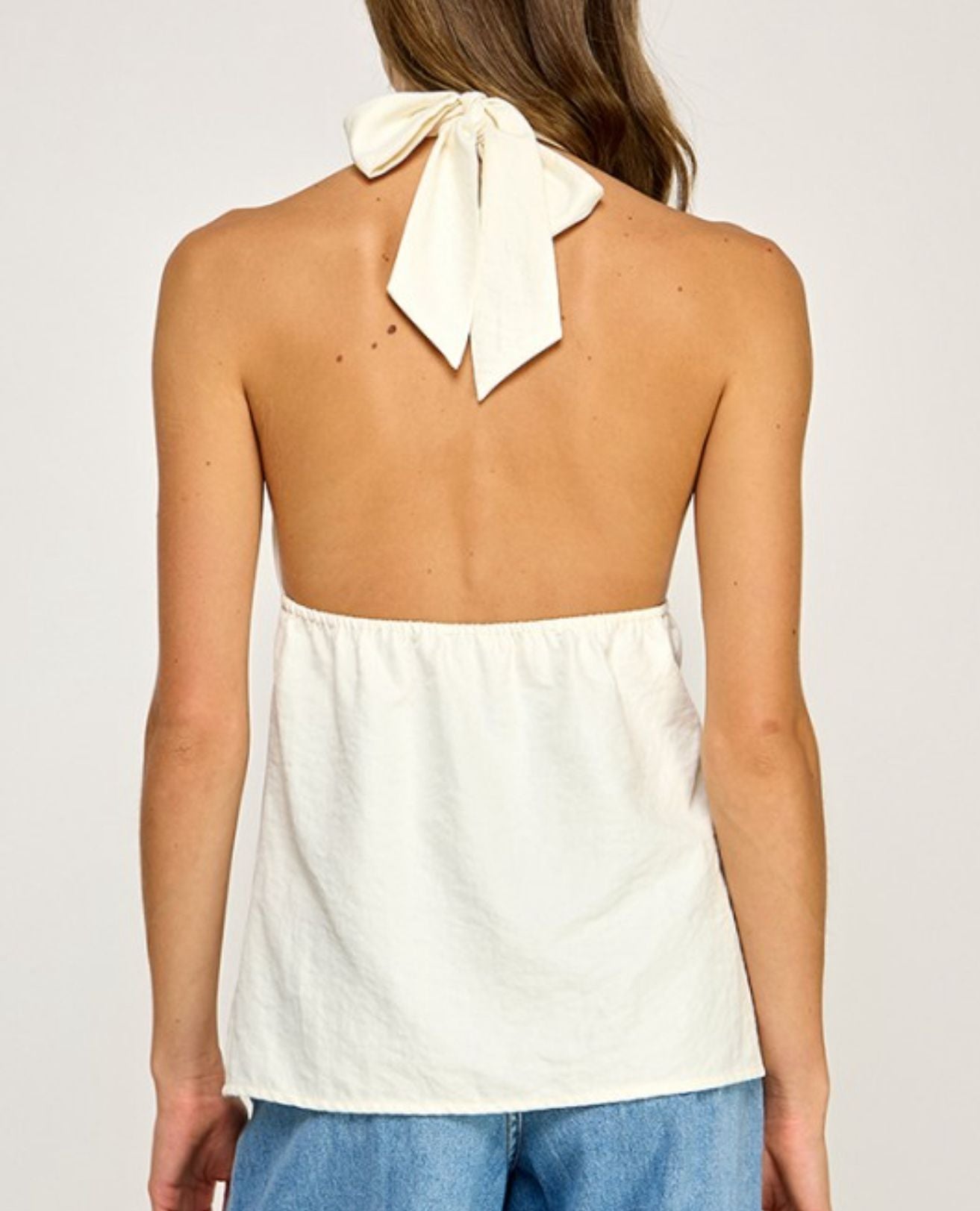 Nude Backless Tie-Neck Halter Top h