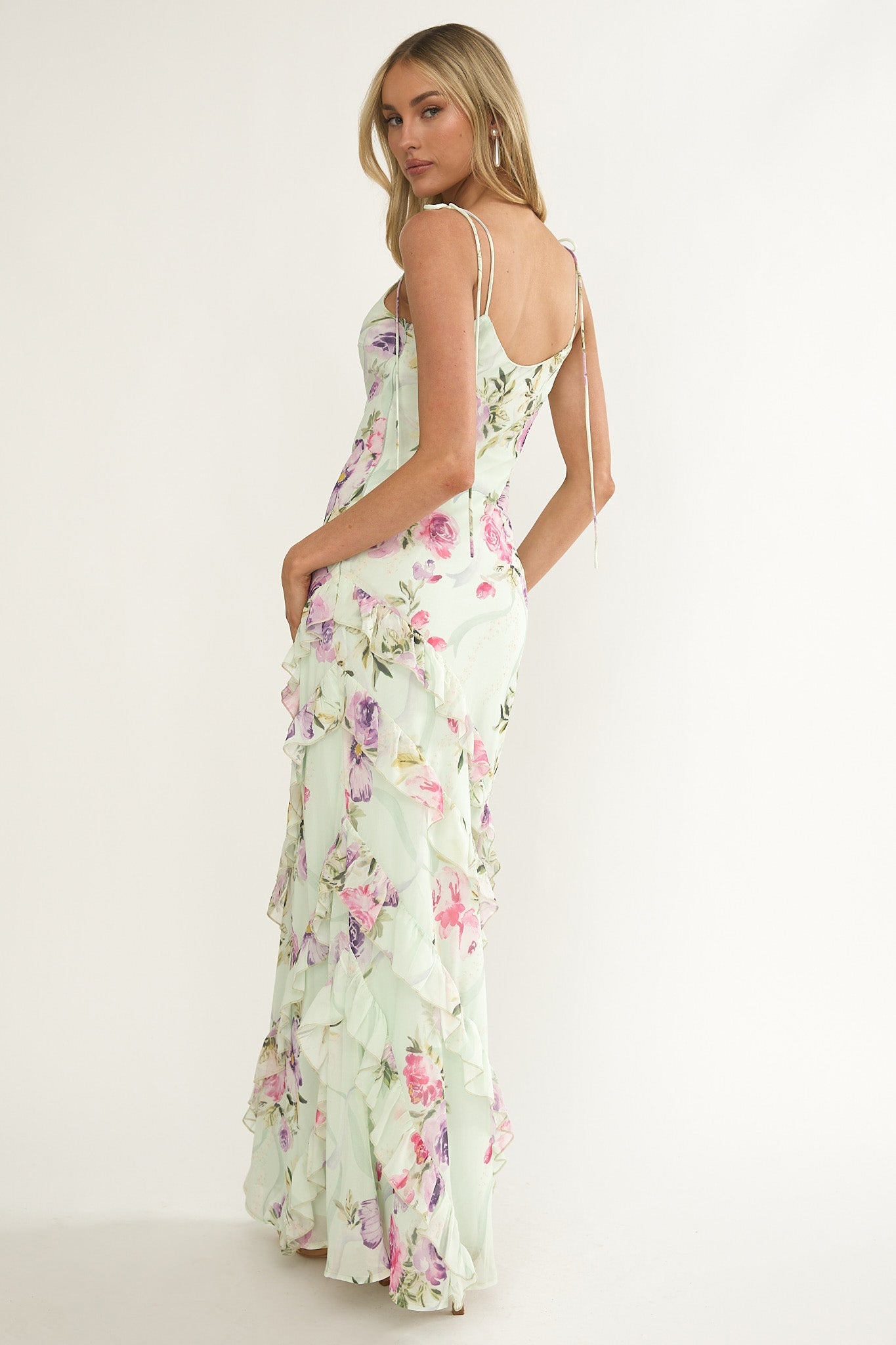 Mint Blossom Ruffle Dress