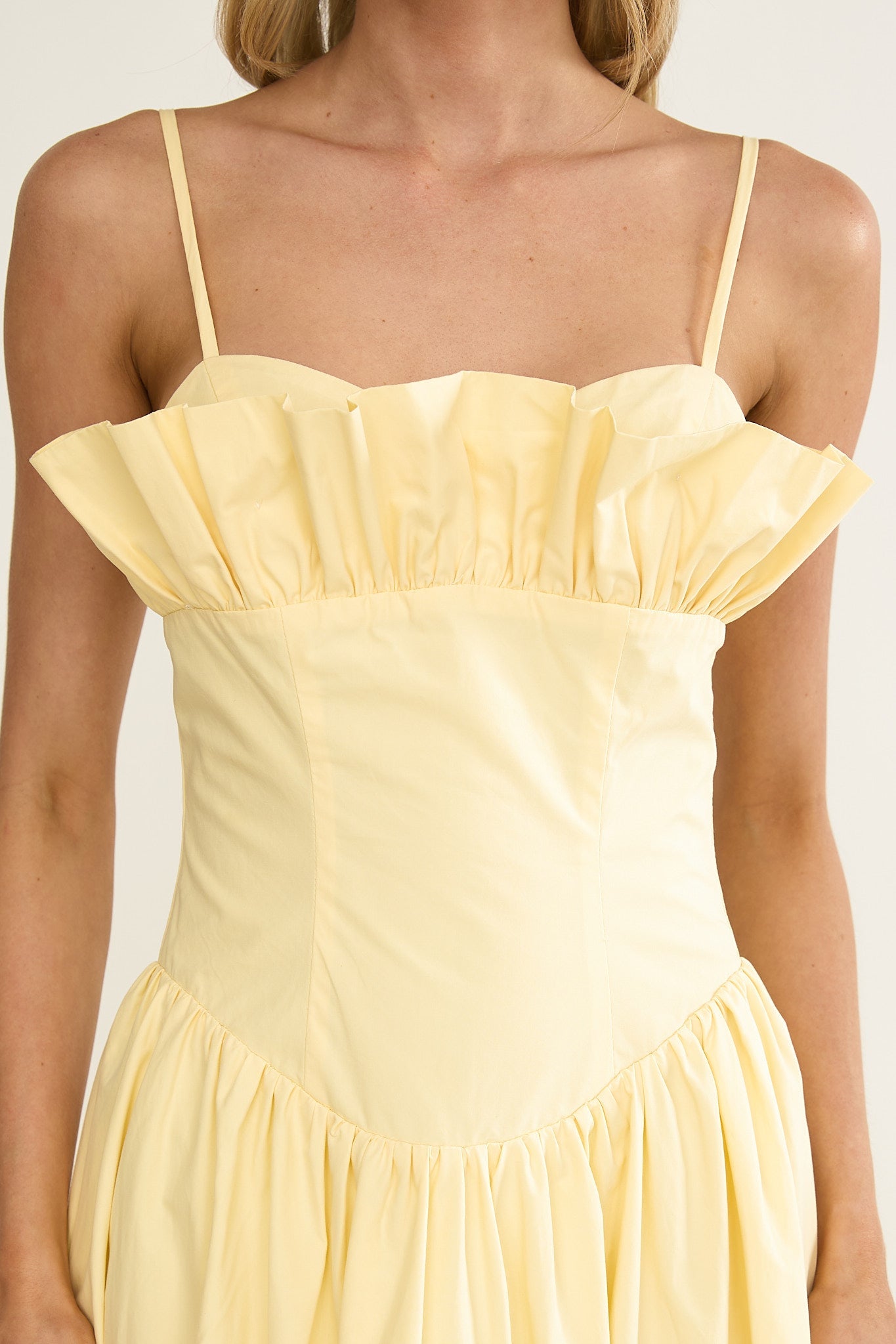 Pale Yellow Ruffled Maxi Dress