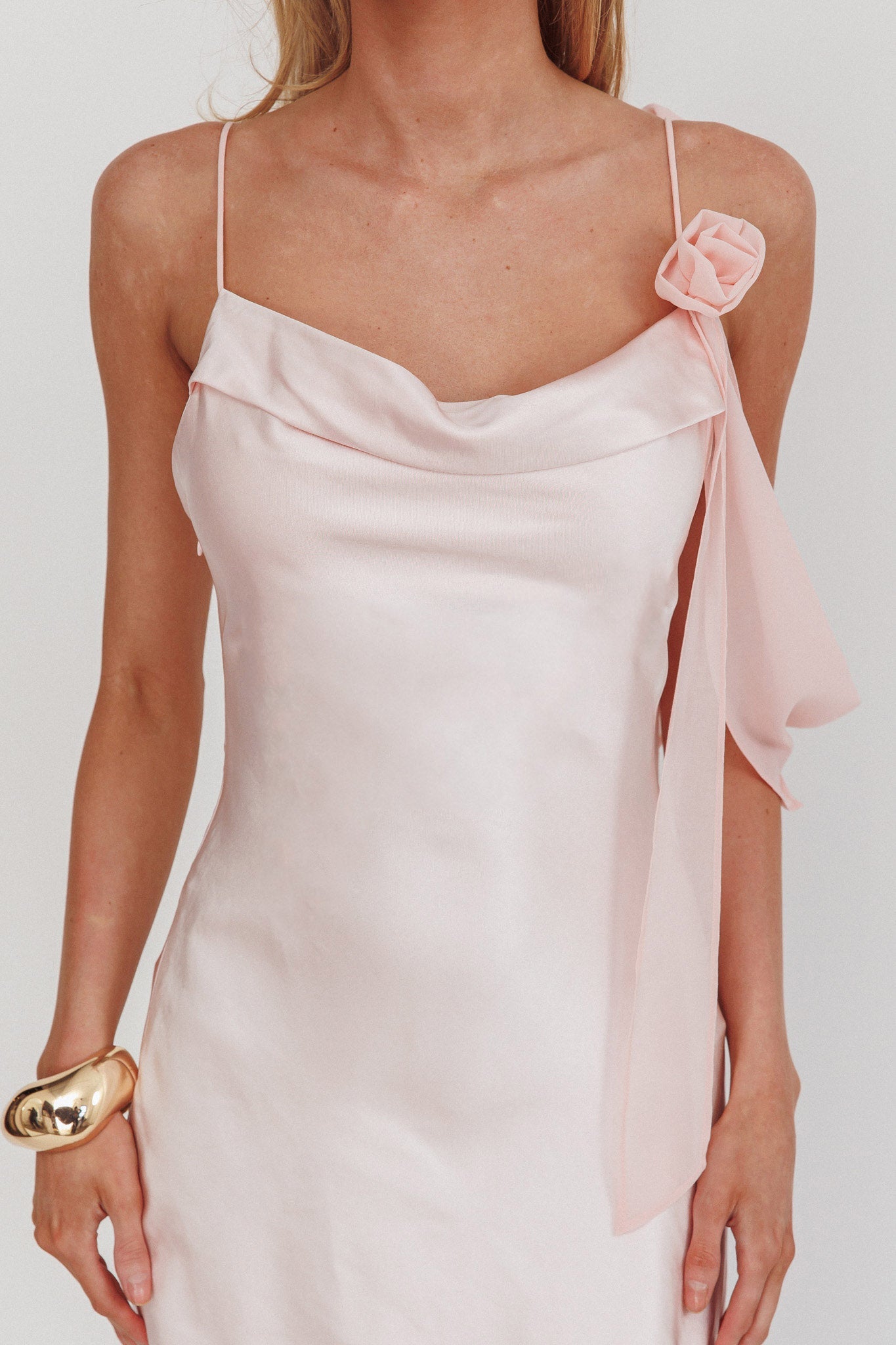 Soft Rose Draped Silhouette