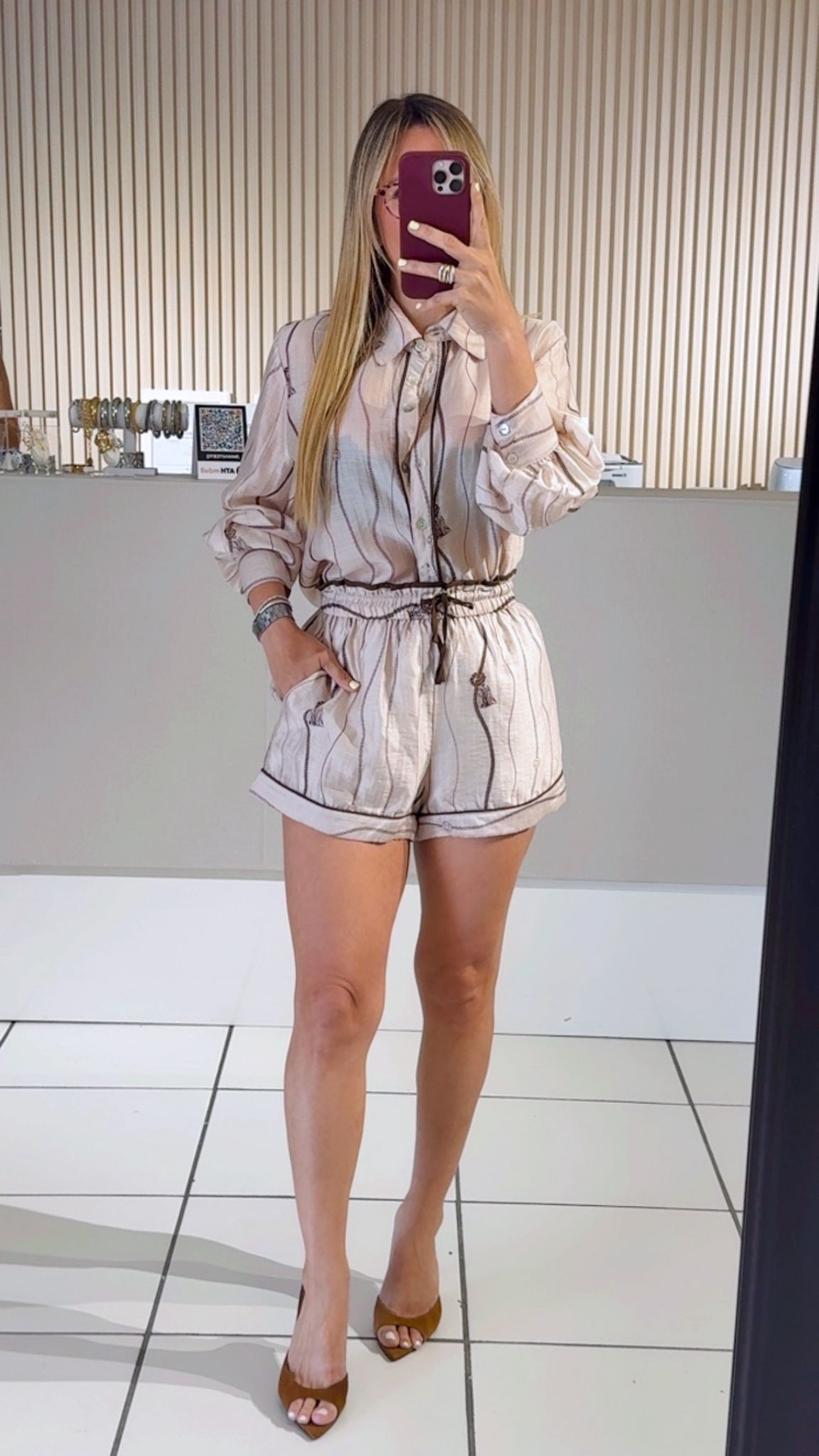 Taupe Breezy Linen Shorts and Shirt Set