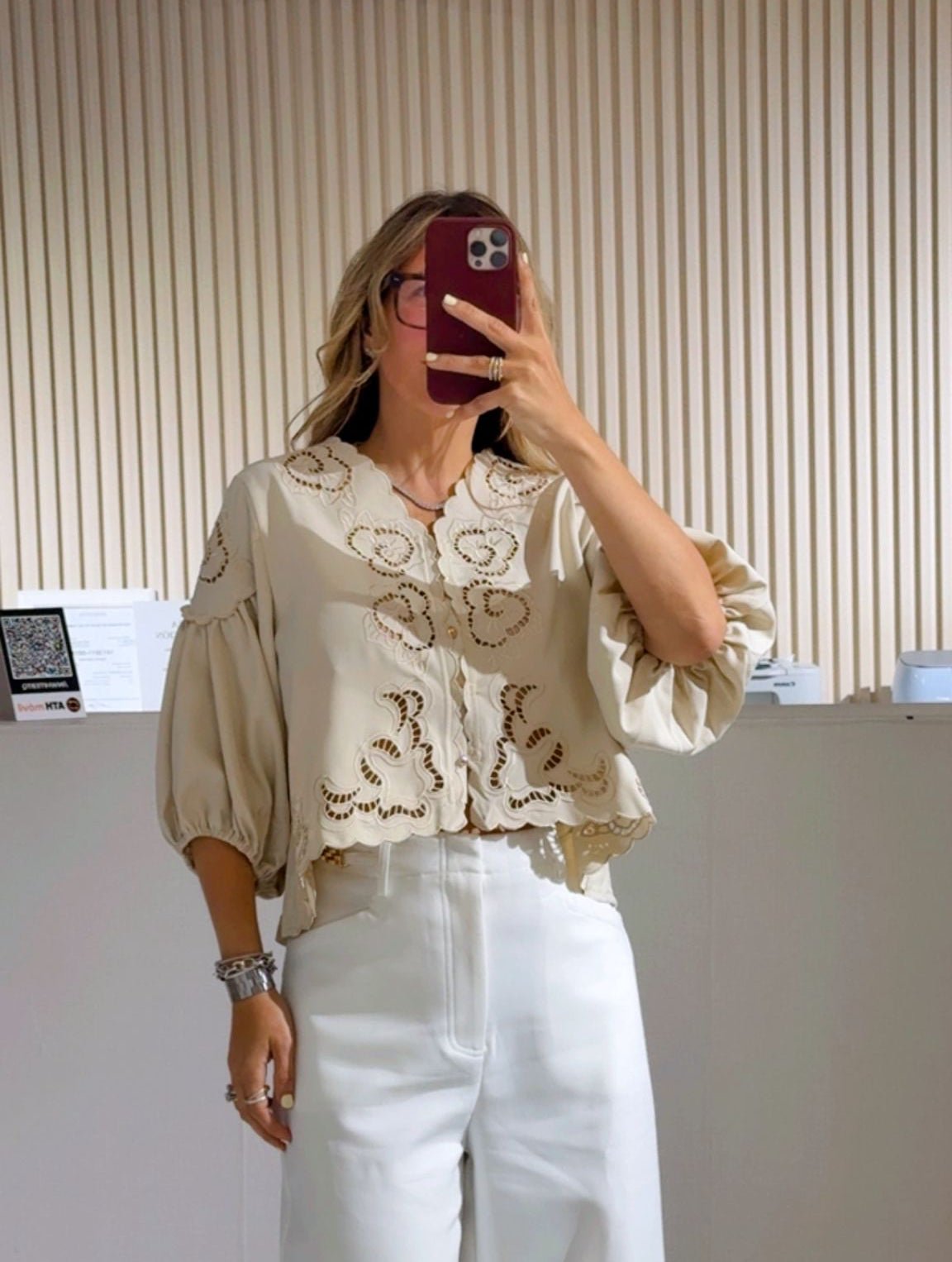 Ivory Scalloped Garden Cutout Top