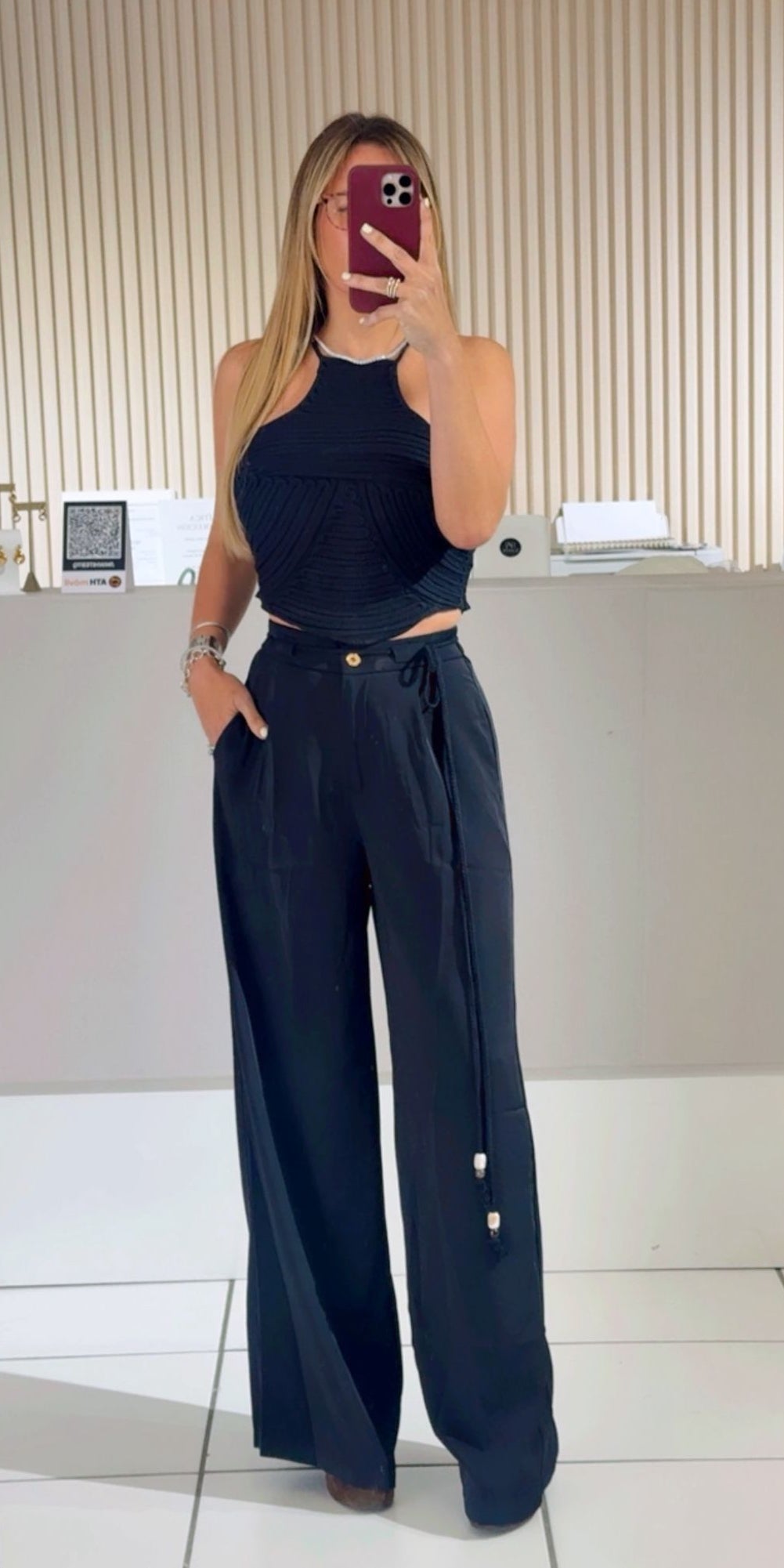 Black Halter Knit Set