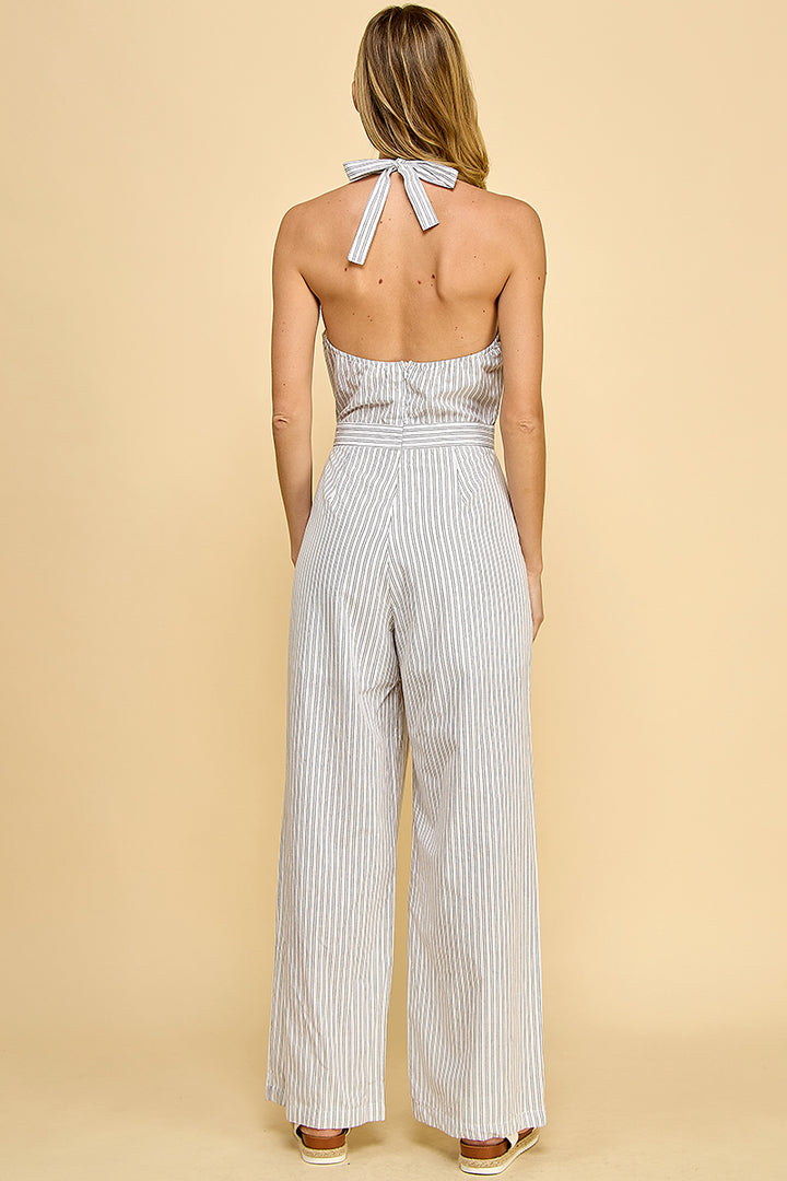 Halter Striped Jumpsuit