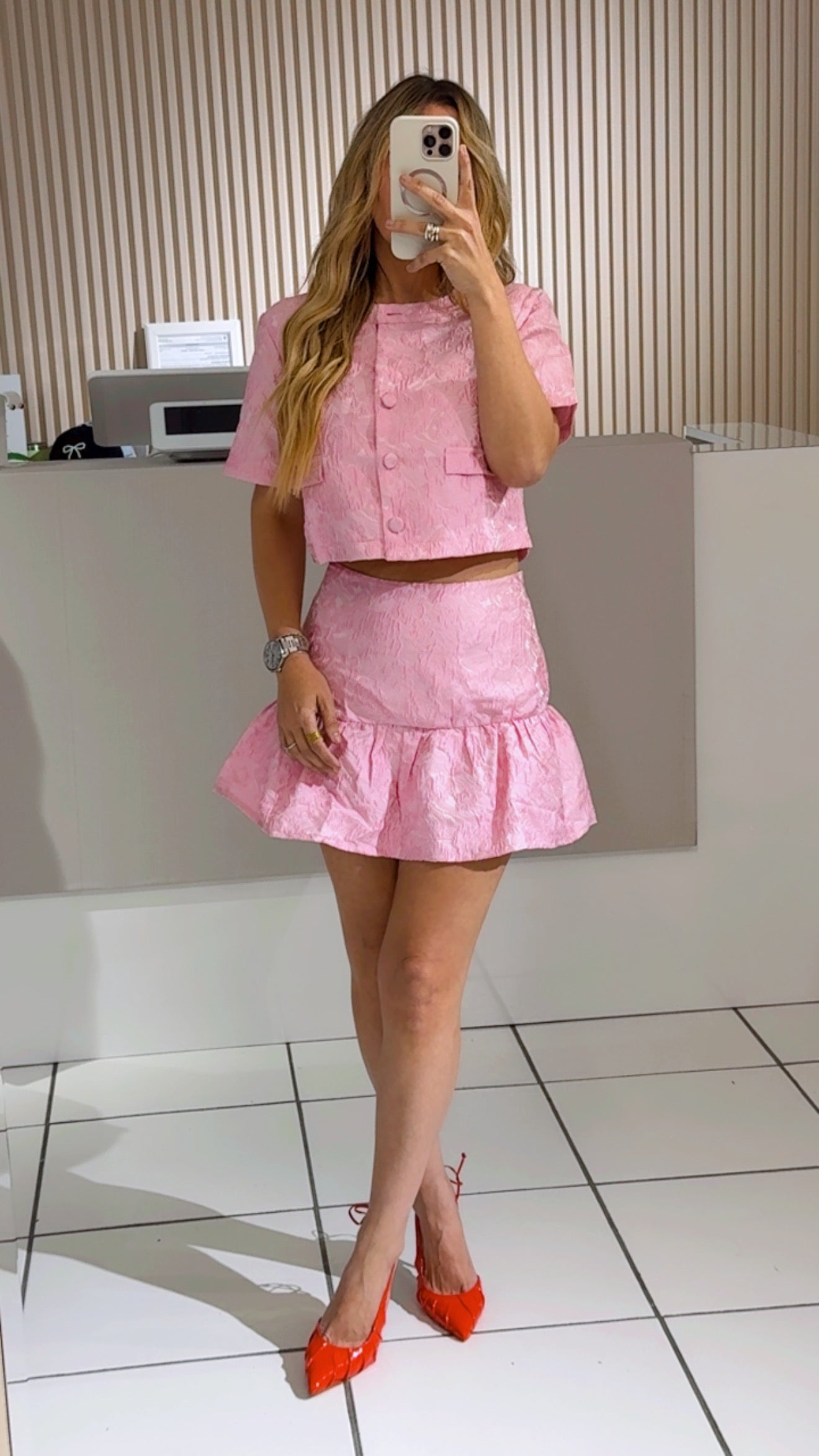 Jaquard Pink Set