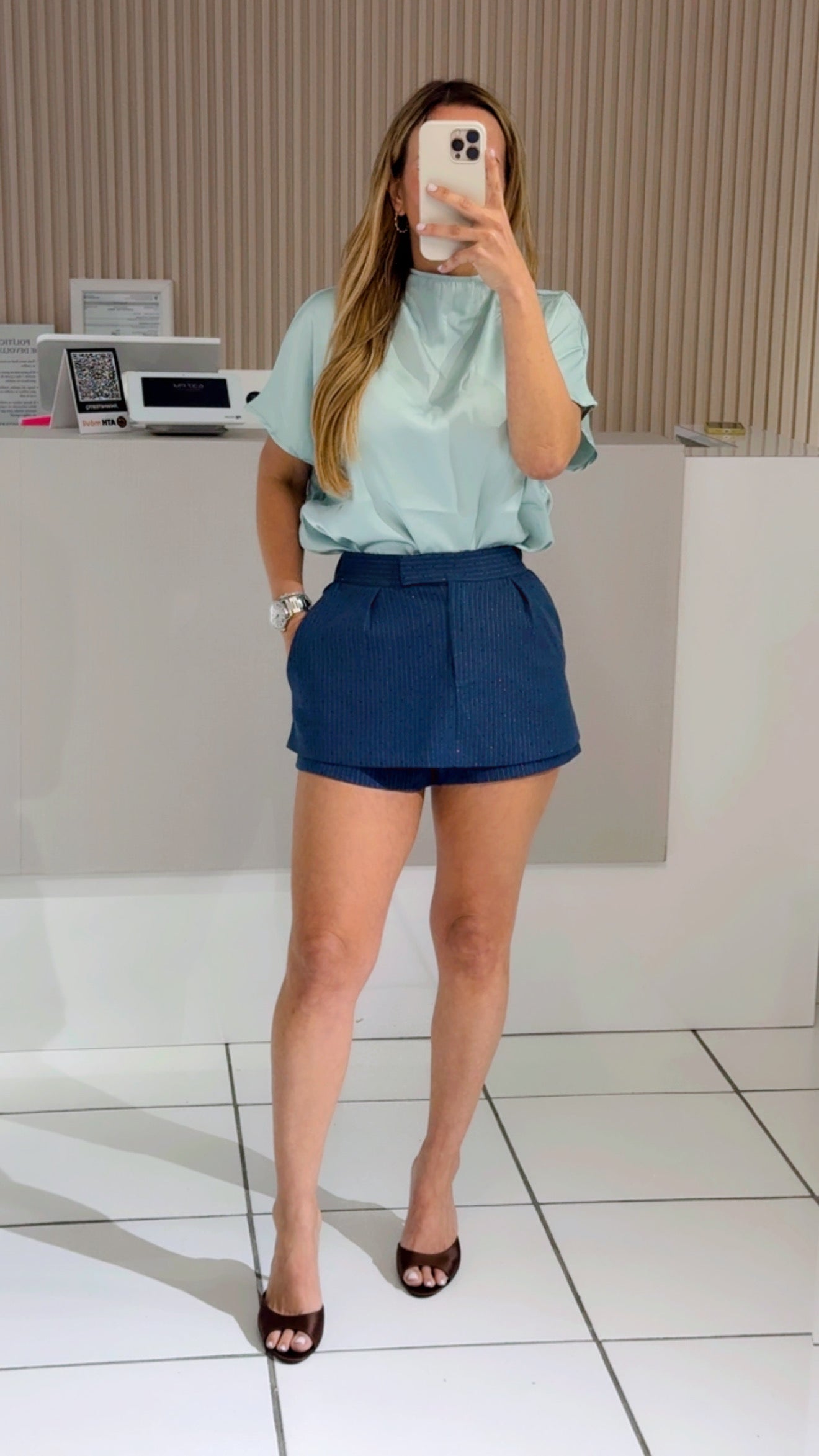 Mini denim sparkle skort