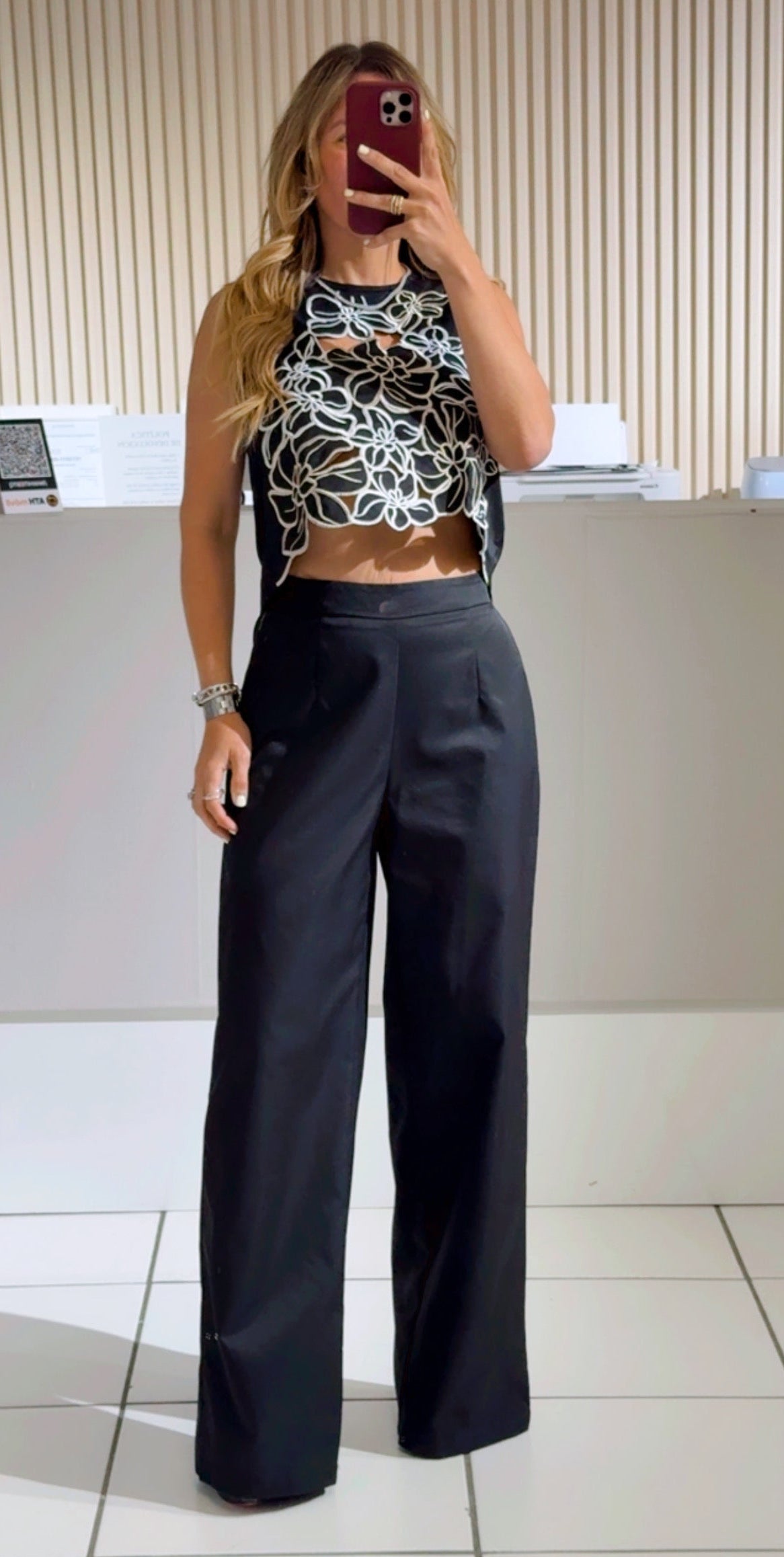 Black Floral Textured Set