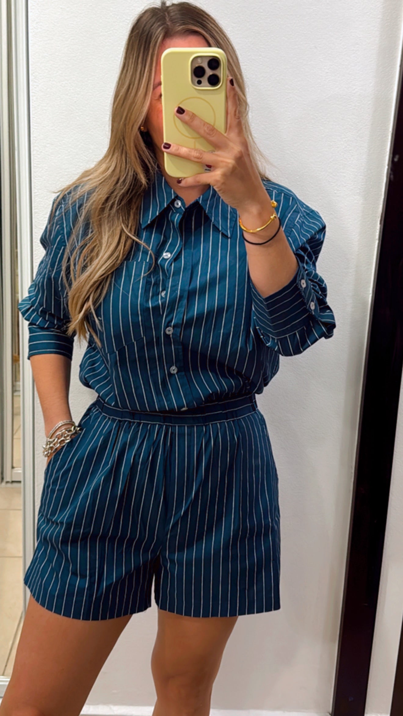 Navy stripe jumpsuit