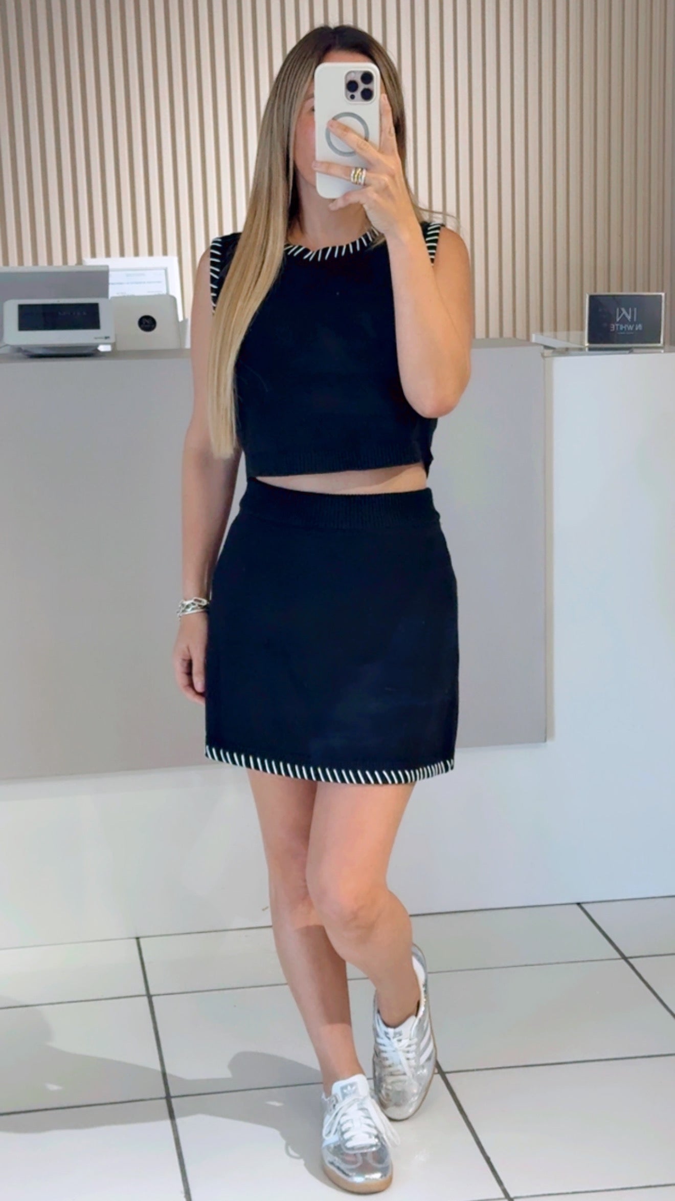 Black Knit Vest & Mini Skirt Set