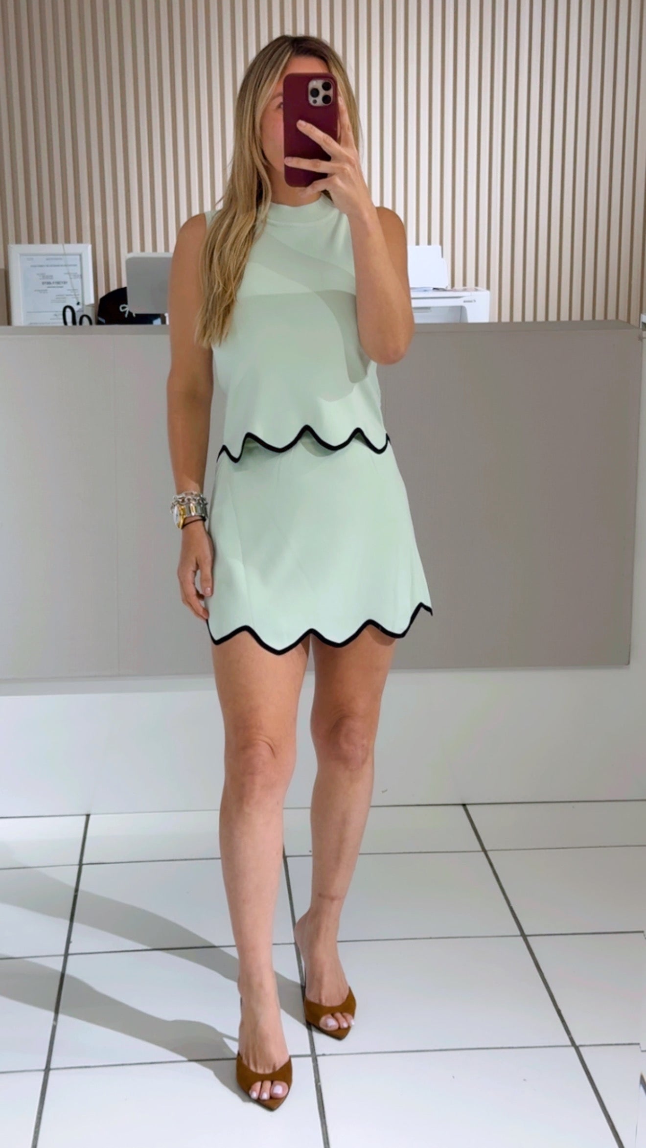 Scalloped Hem Two-Piece Set