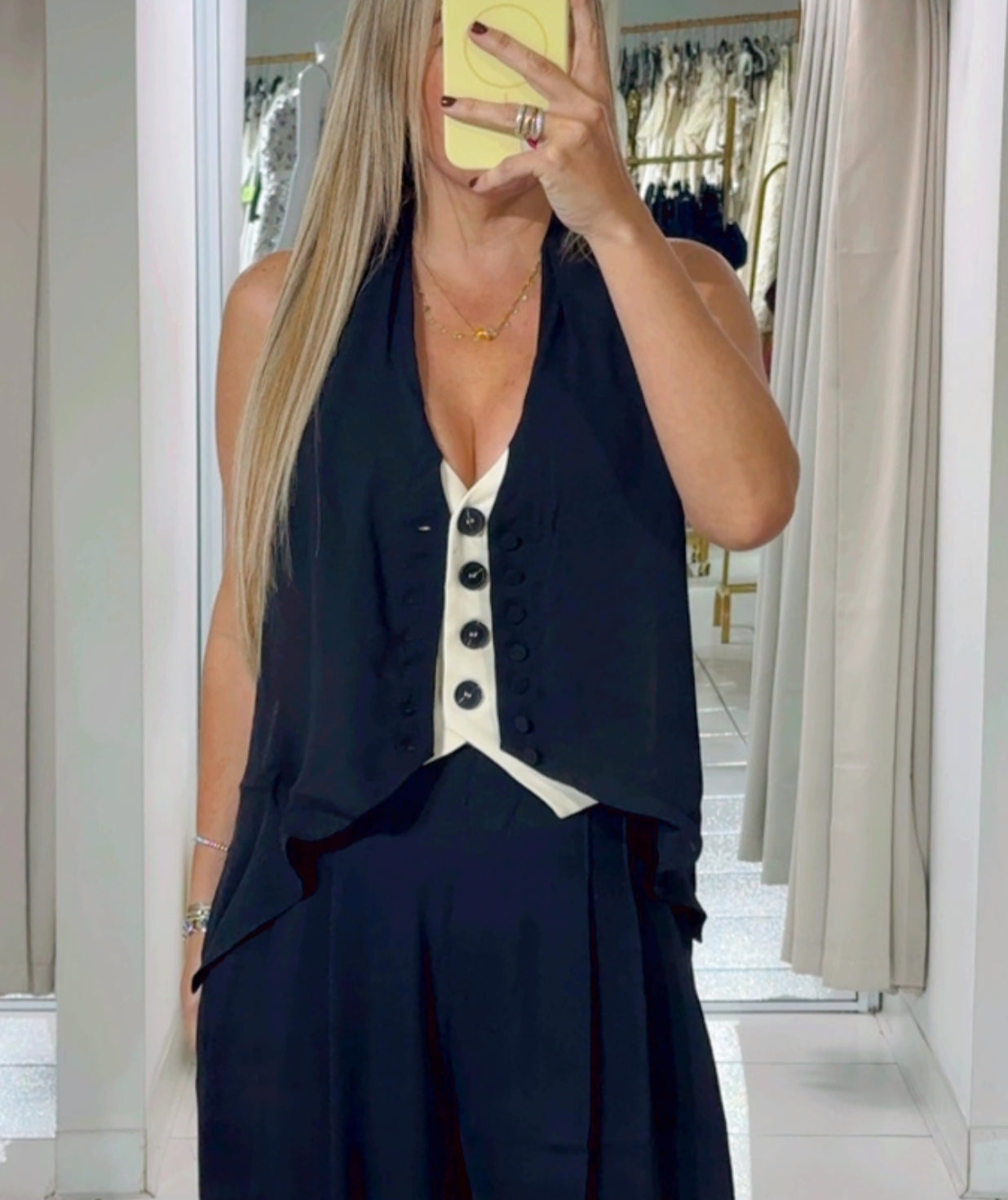 Eggshell black vest