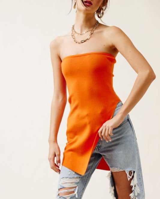 Orange Strapless Top