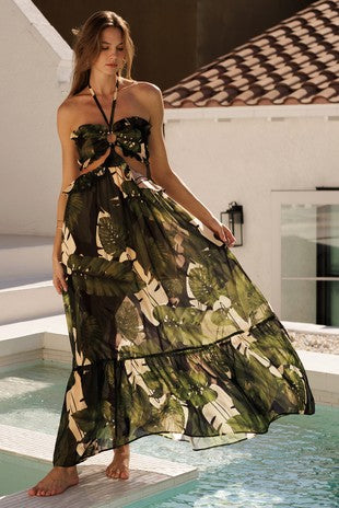 Green leaf dress