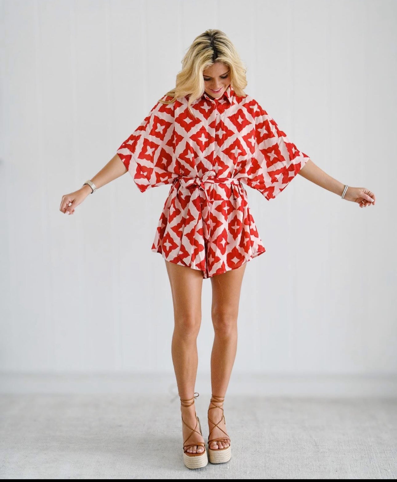 Fancy red cream romper