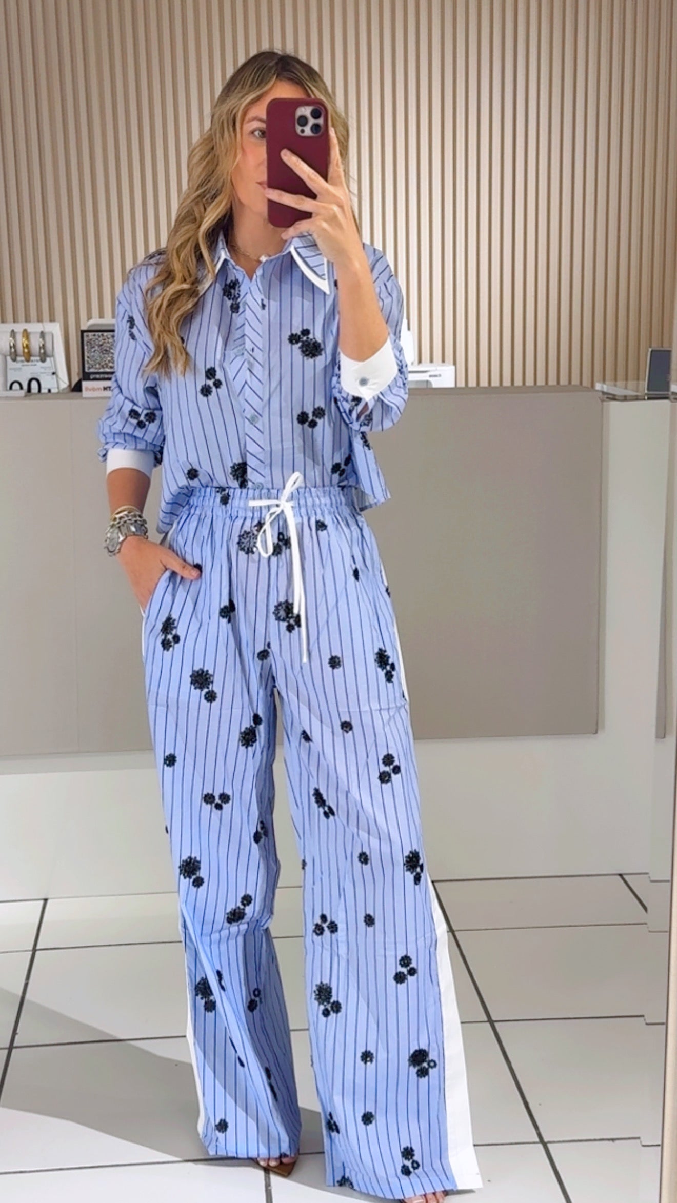 Blue Pinstripe Relaxed Set