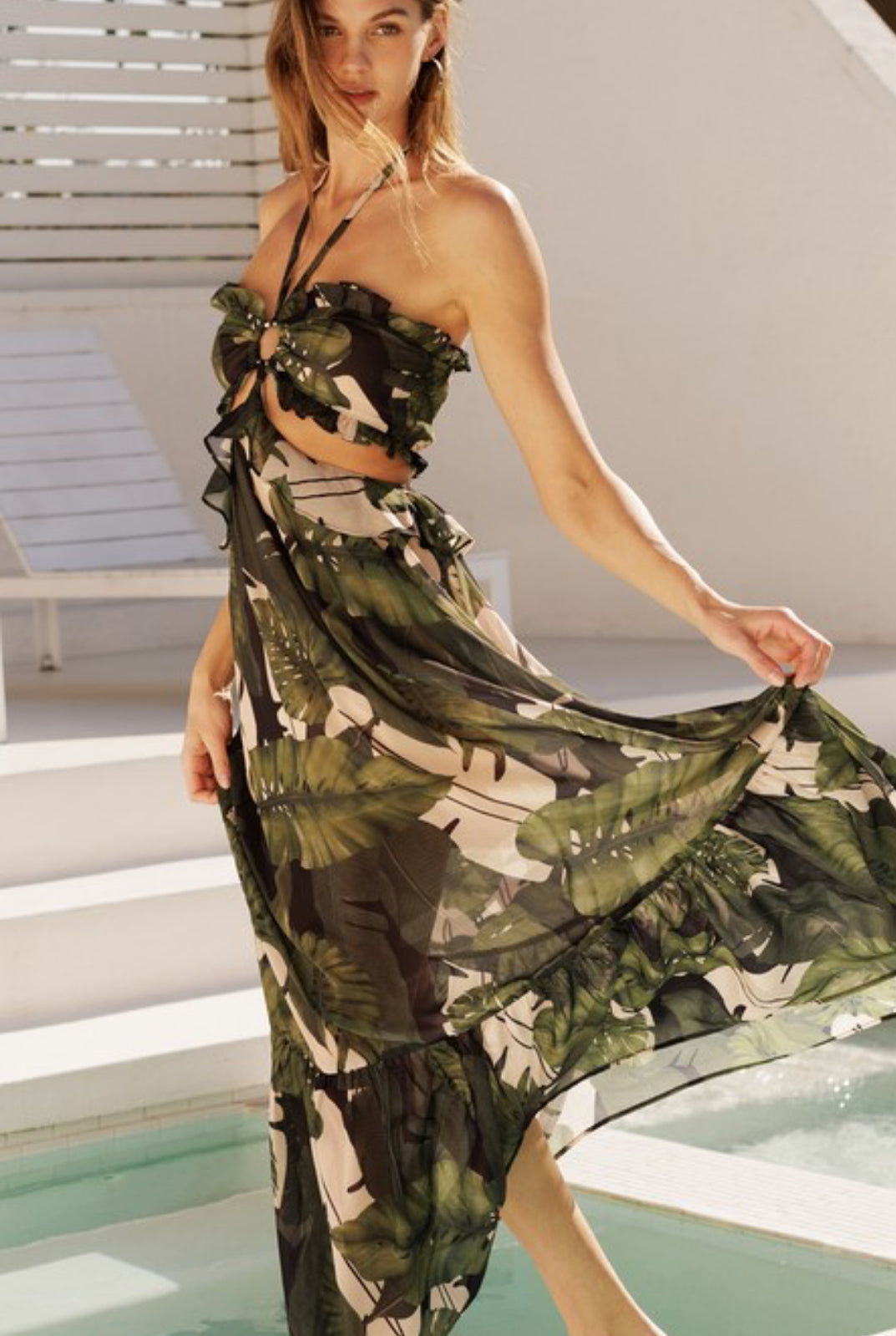 Green leaf dress