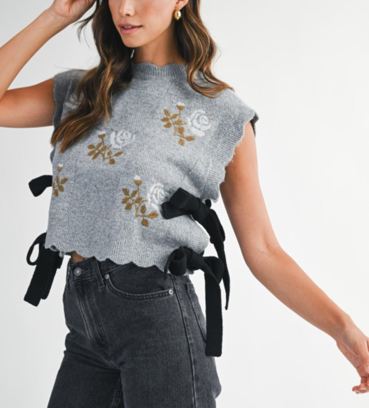 Embroidered gray vest