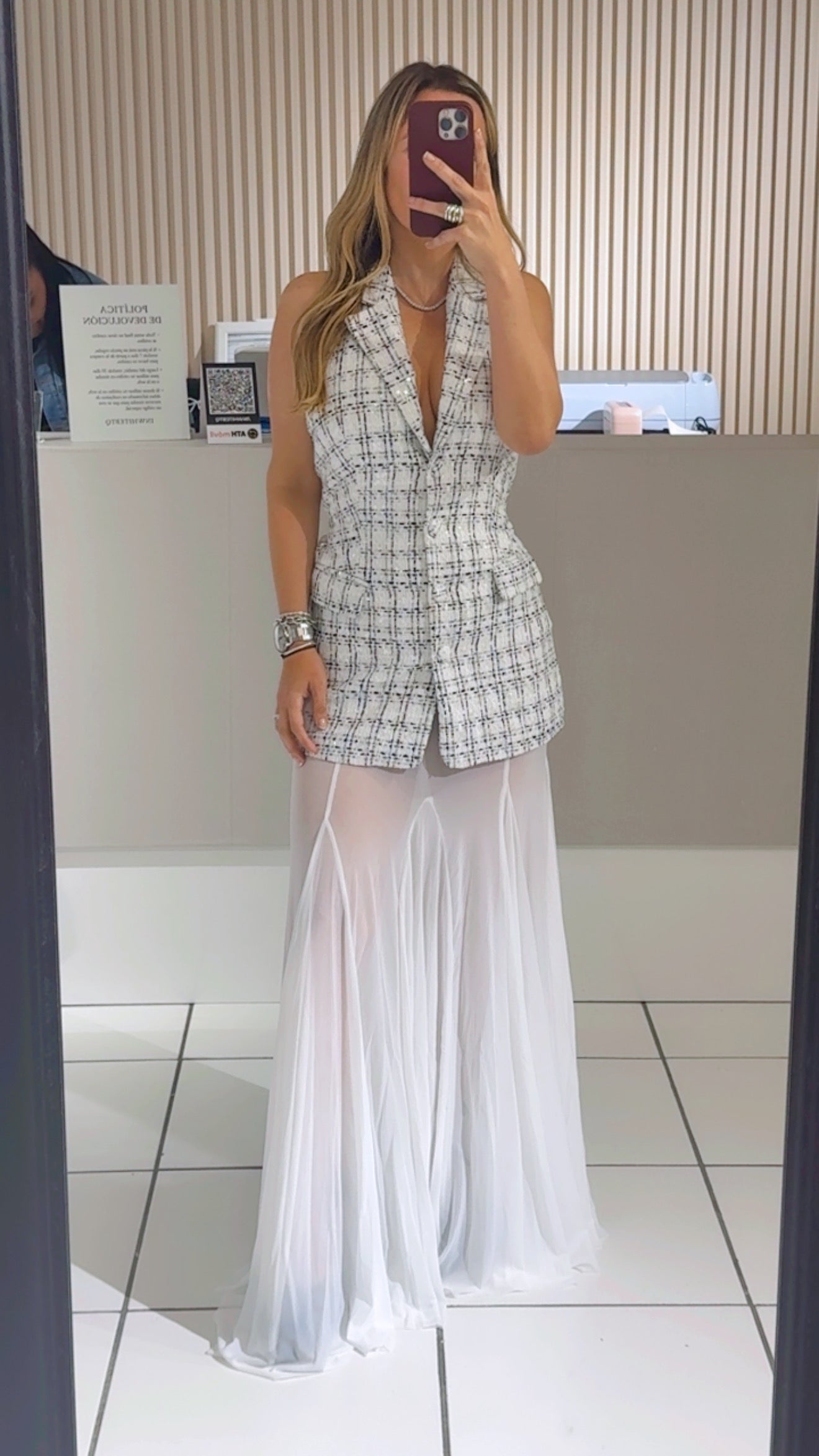 WHITE TWEED DRESS
