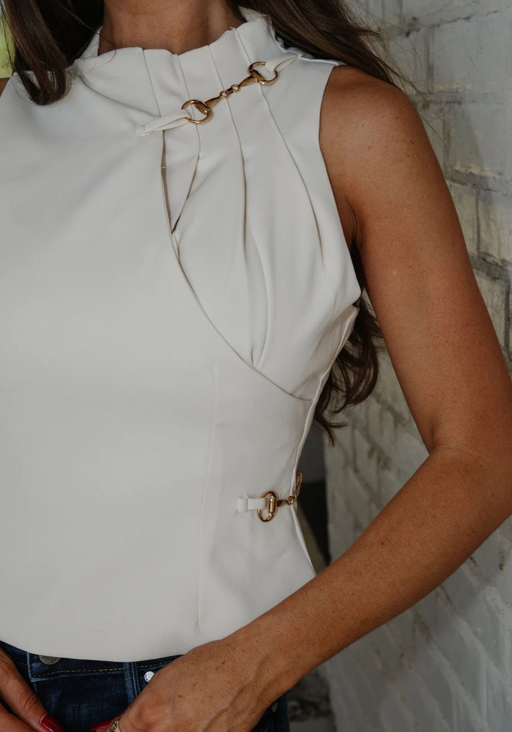 High neck natural top