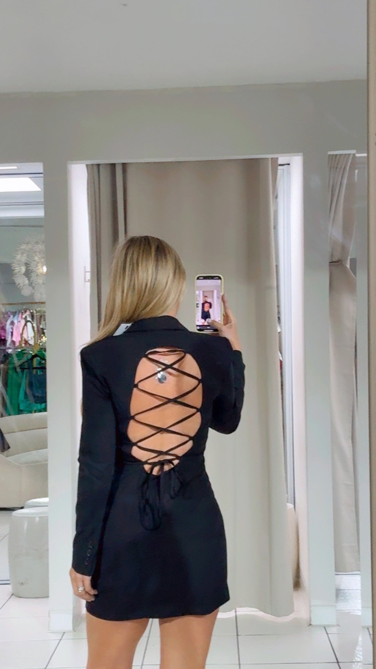 Black dress open back detail