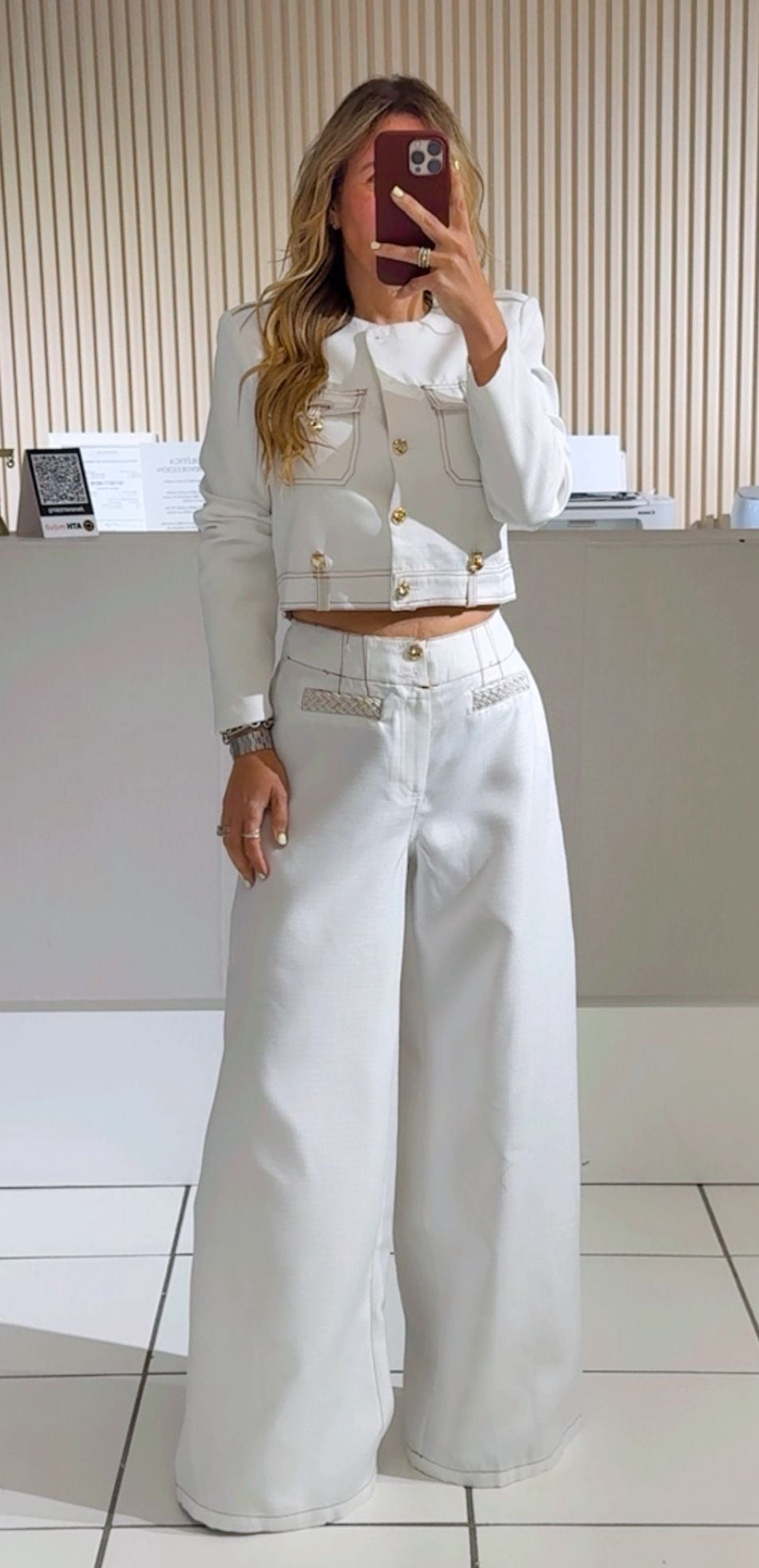 White Linen Luxe Buttoned Set