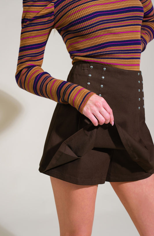 Brown studs skort