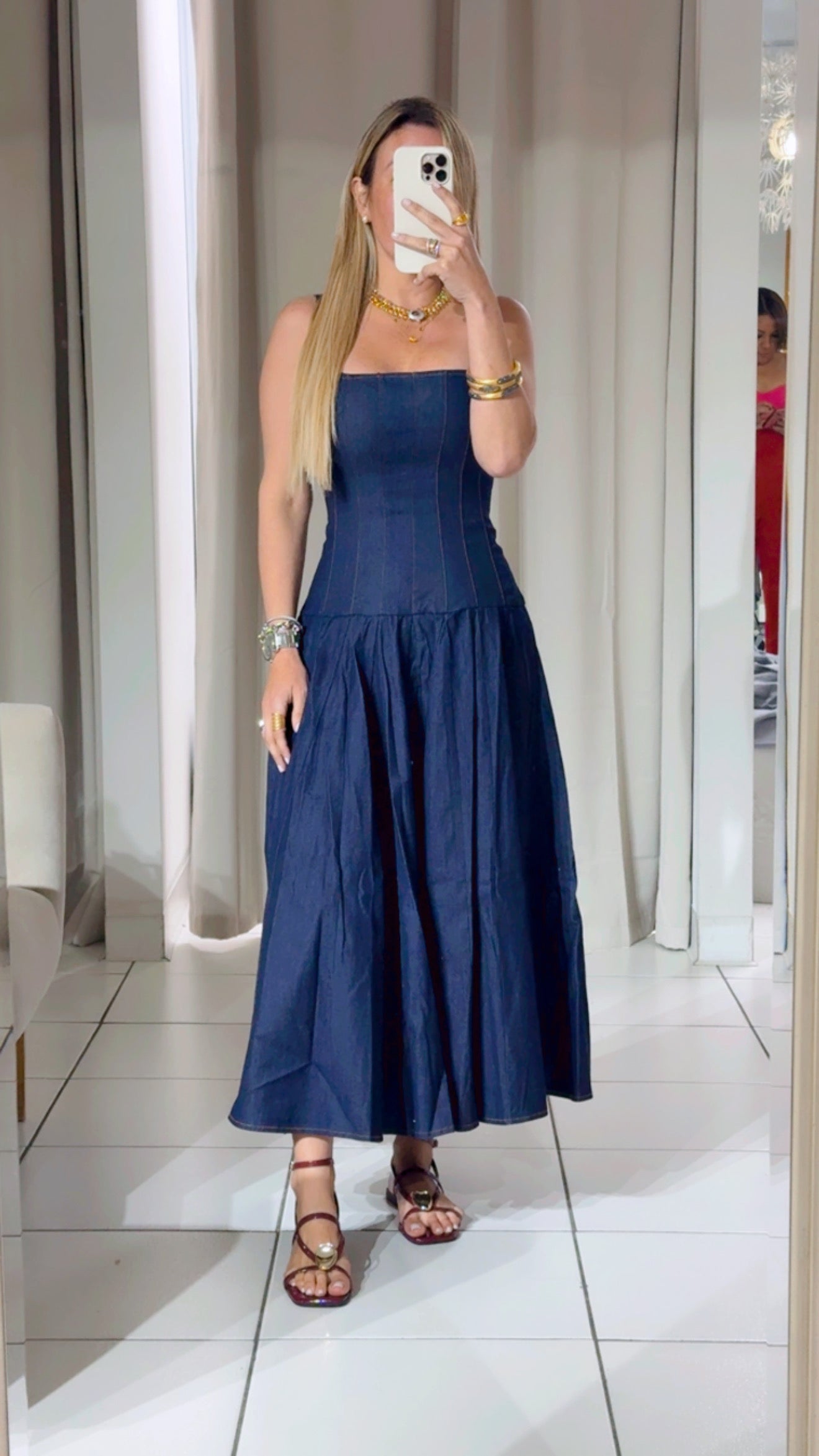 Denim midi dress