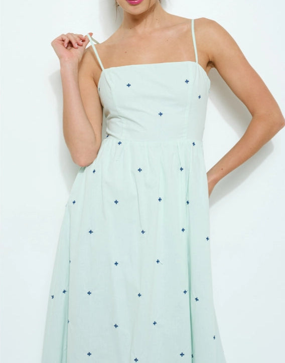 Light Blue Flared Midi Dress