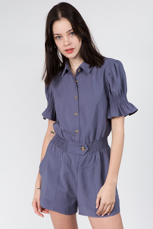 Twill Waist Detail Romper