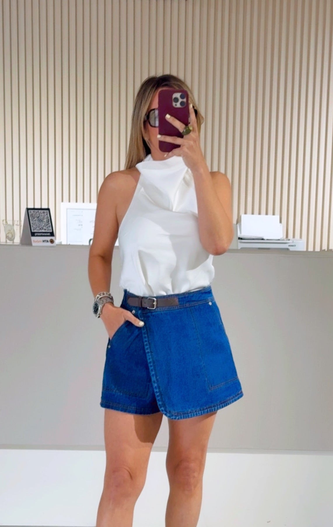 White Satin Halter Top