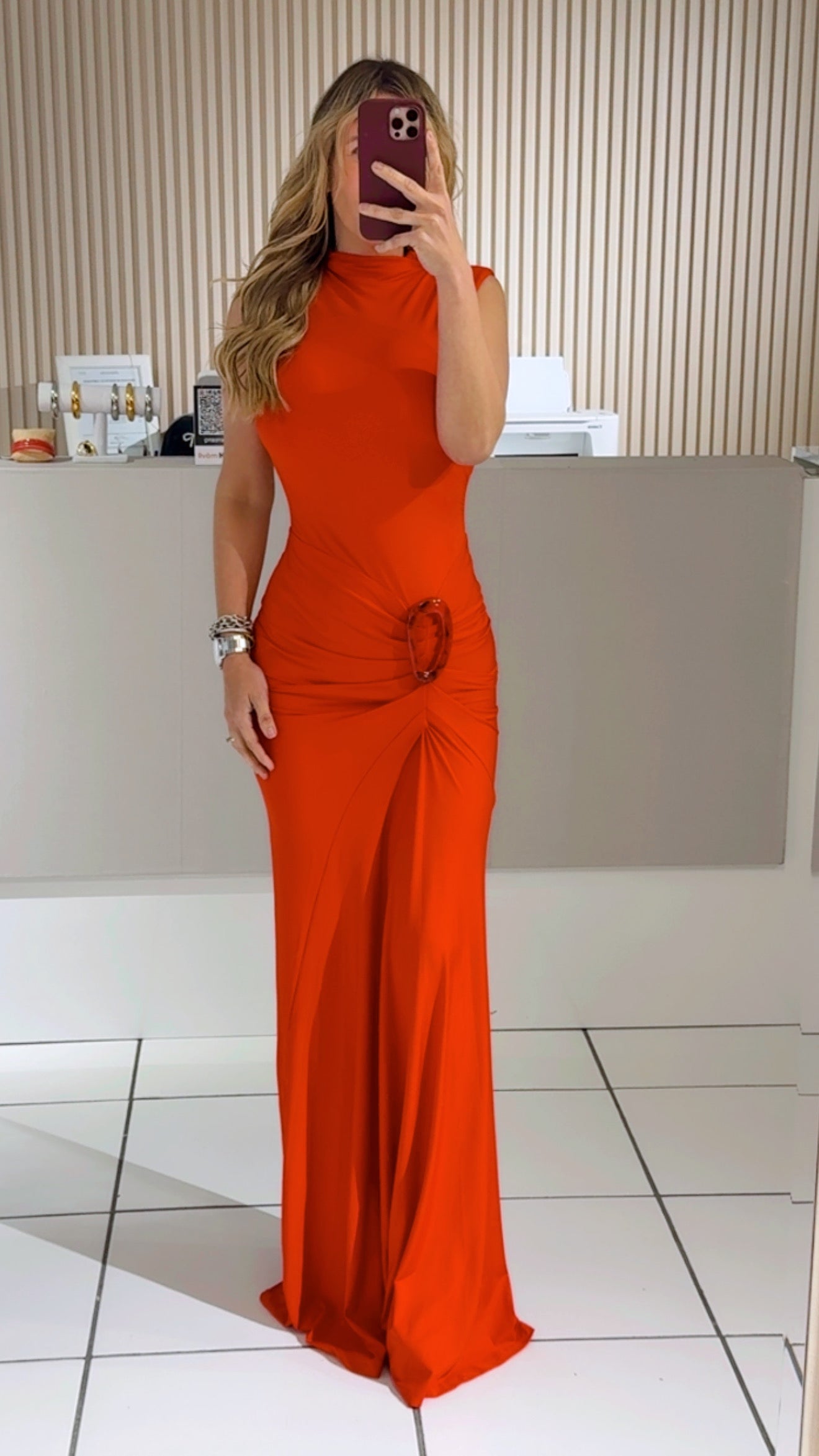 Red Open Back Maxi Dress
