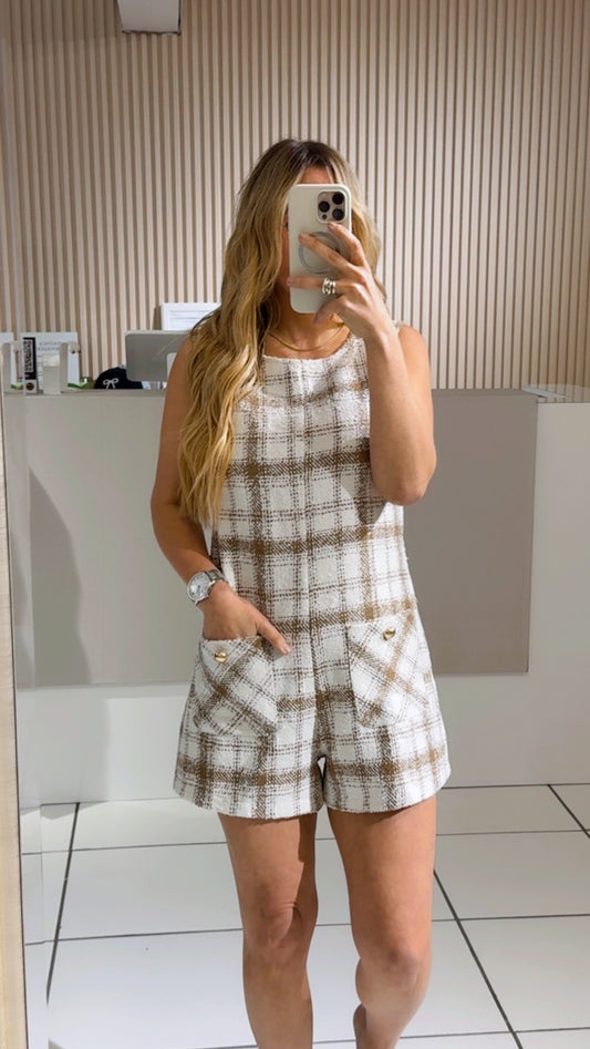 White and brown romper