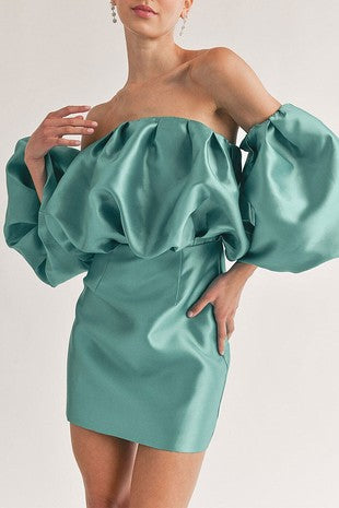 Esmerald puff bodycon mini dress