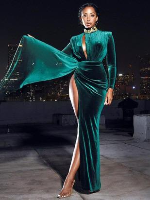 Velvet Green Formal Dress