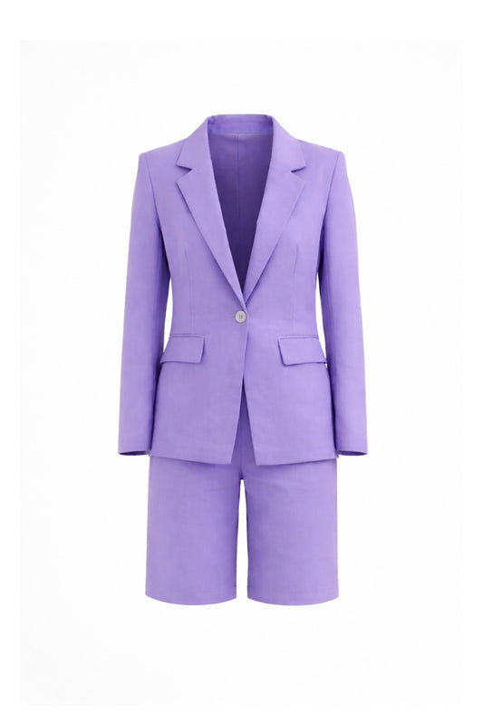 LAVENDER Woven Blazer And Shorts Set