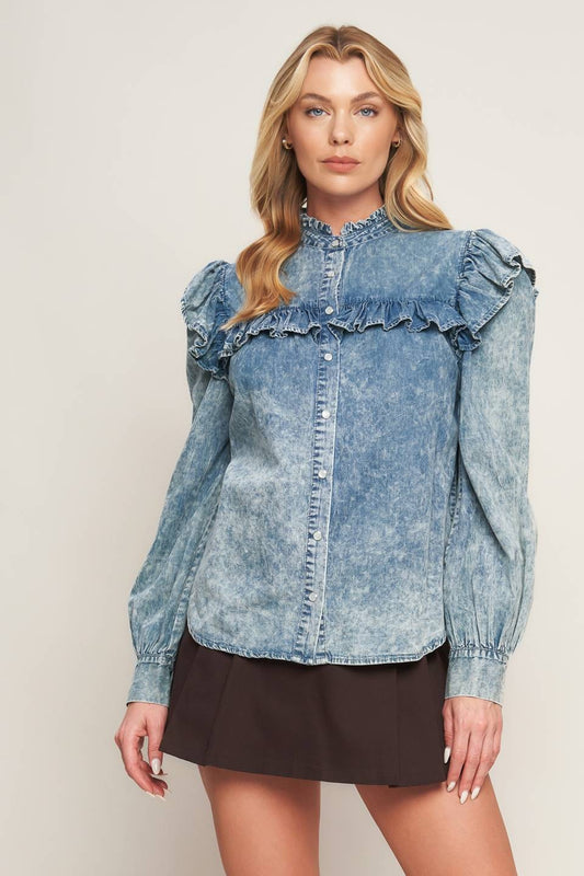 Acid Washed Denim Top