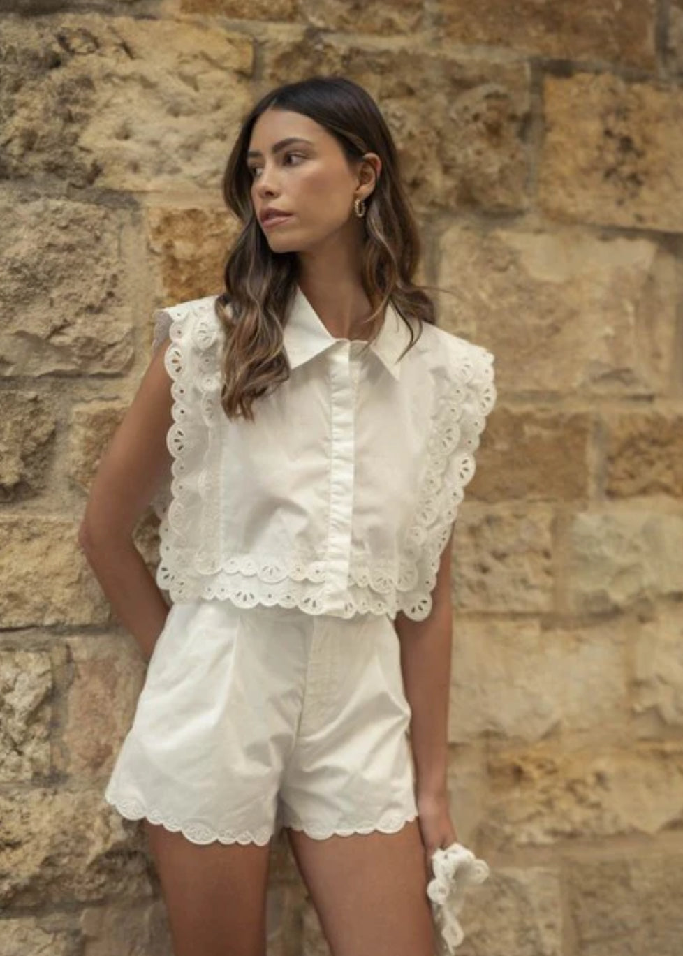 Poplin scalloped set