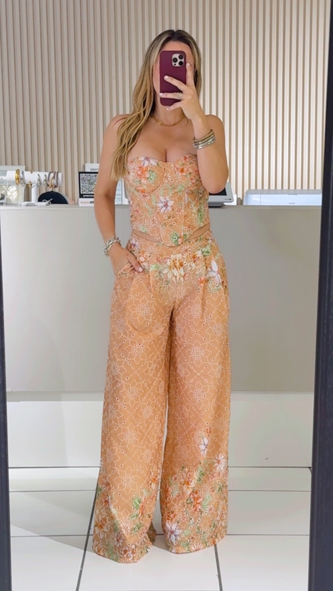 EYELET PEACH SET