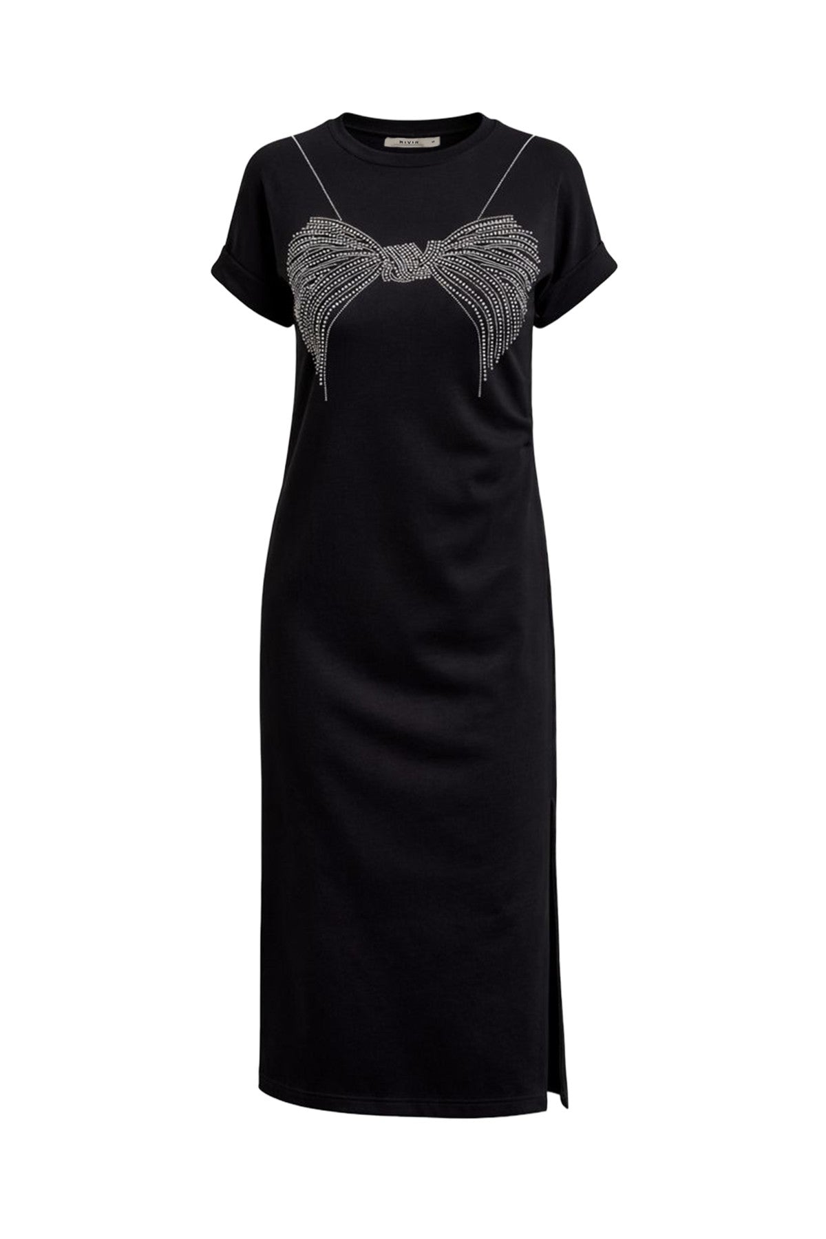 BLACK Natasha Knit Short Sleeveless Dress With Ribbon