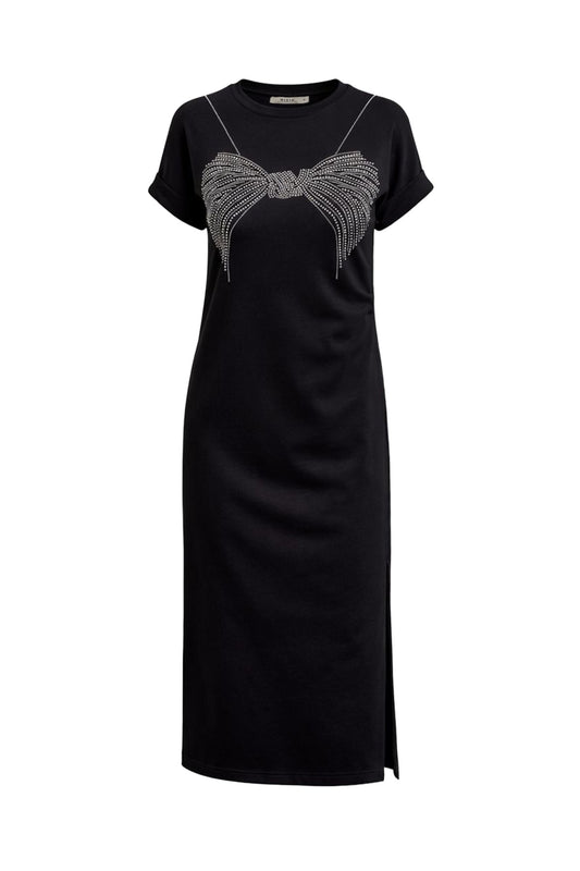 BLACK Natasha Knit Short Sleeveless Dress With Ribbon