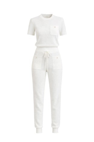 Knit Short Sleeve Top And Jogger Pants Set