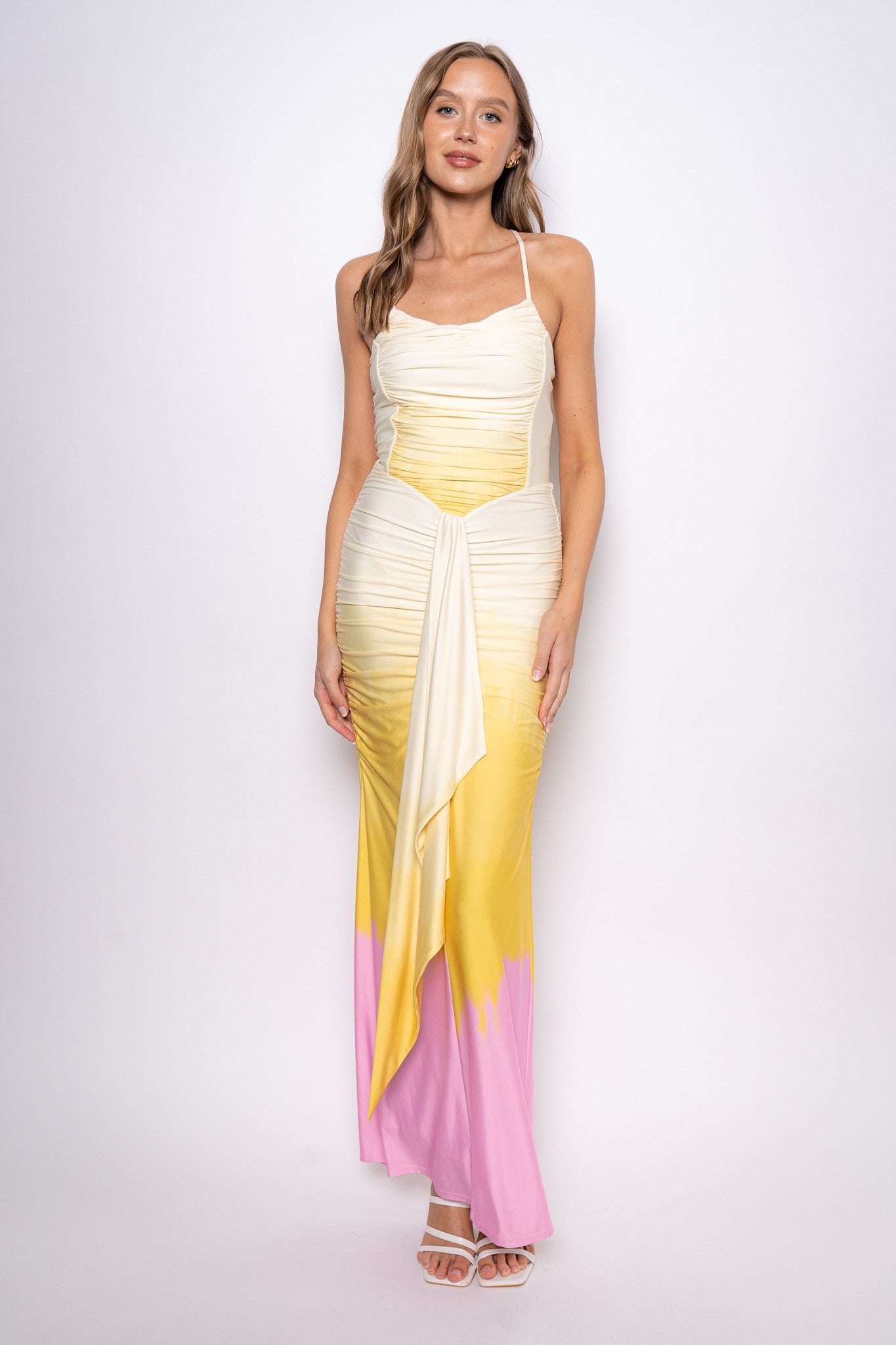 Spg Strap Ruching Maxi Dress