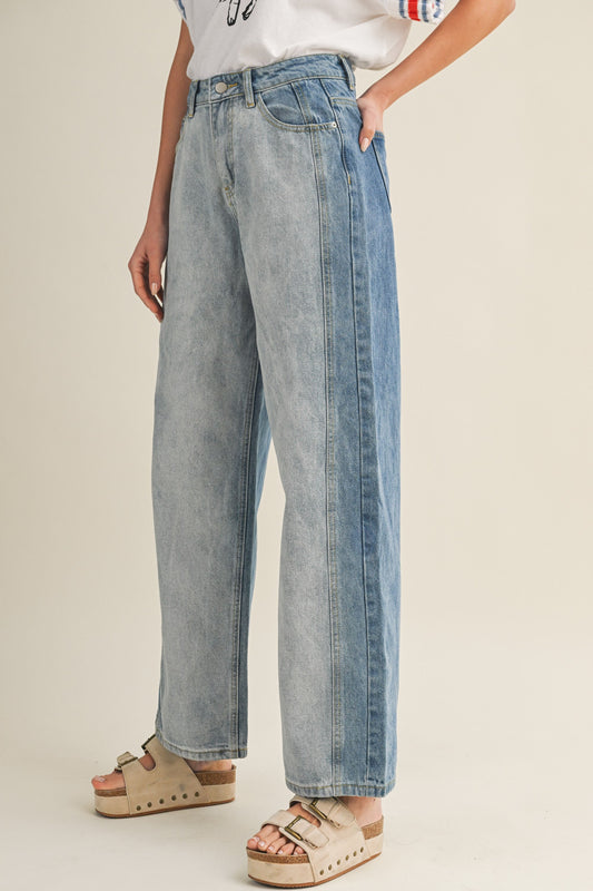 Vintage Washed High Rise Relaxed Straight Jean