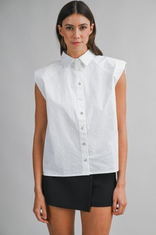 Collared Shoulder pad button shirts